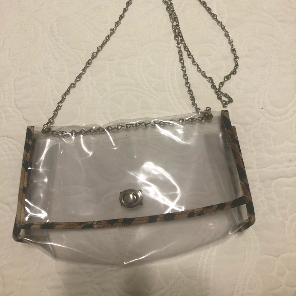 Clear game day bag, tiger print trim